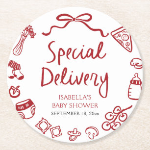 Dessous-de-verre Rond En Papier Baby shower de livraison spécial tiré à la main it