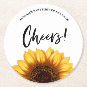 Dessous-de-verre Rond En Papier Baby shower de tournesol d'automne
