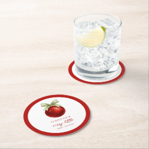 Dessous-de-verre Rond En Papier Baby Shower Élégant Joyeux Petit Noël