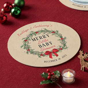Dessous-de-verre Rond En Papier Baby Shower Joyeux Petit Noël