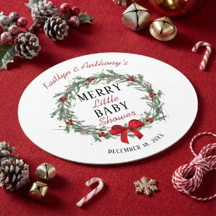 Dessous-de-verre Rond En Papier Baby Shower Joyeux Petit Noël