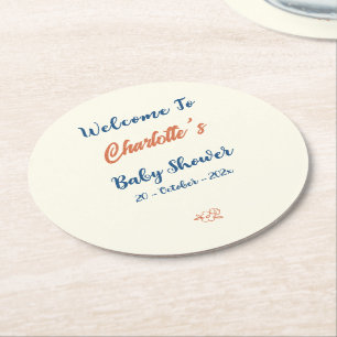 Dessous-de-verre Rond En Papier Baby Shower Minimaliste Orange Genre Neutre