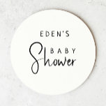 Dessous-de-verre Rond En Papier Baby shower Neutre Moderne Simple Avec Nom<br><div class="desc">Célébrez votre petit avec notre baby shower moderne et neutre simple avec dessous de verre en papier rond de nom, avec un design minimaliste noir et blanc qui est moderne et joli. Avec son esthétique propre et d'inspiration boho, l'atmosphère contemporaine et neutre pour le genre est parfaite pour accueillir un...</div>