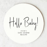 Dessous-de-verre Rond En Papier Baby shower Neutre Moderne Simple Bonjour bébé<br><div class="desc">Fêtez votre petit avec notre baby shower neutre simple, notre dessous de verre papier rond bonjour bébé, avec un design minimaliste noir et blanc qui est moderne et joli. Avec son esthétique propre et d'inspiration boho, l'atmosphère contemporaine et neutre pour le genre est parfaite pour accueillir un bébé garçon ou...</div>