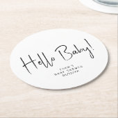 Dessous-de-verre Rond En Papier Baby shower Neutre Moderne Simple Bonjour bébé (Incliné)