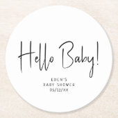 Dessous-de-verre Rond En Papier Baby shower Neutre Moderne Simple Bonjour bébé (Devant)