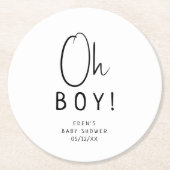 Dessous-de-verre Rond En Papier Baby shower Neutre Moderne Simple Oh Mon Dieu ! (Devant)