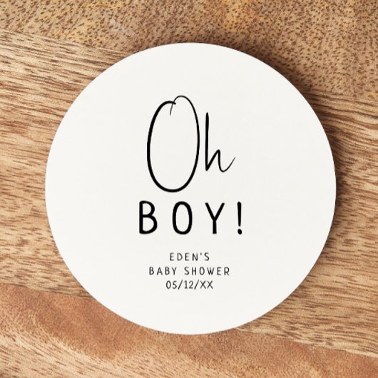 Dessous-de-verre Rond En Papier Baby shower Neutre Moderne Simple Oh Mon Dieu !