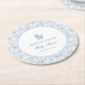 Dessous-de-verre Rond En Papier Baby Shower Préparatoire Côtière Coquette (Incliné)