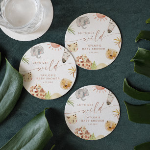 DESSOUS-DE-VERRE ROND EN PAPIER BABY SHOWER SAFARI