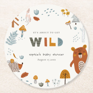 Dessous-de-verre Rond En Papier Baby shower Scandi Wild Tropical Woodland Animaux