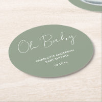 Baby shower script moderne sauge vert élégant