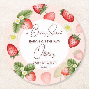 Dessous-de-verre Rond En Papier Baby shower sucré fraise faveurs