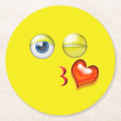 Dessous-de-verre Rond En Papier Baiser Emoji (Devant)