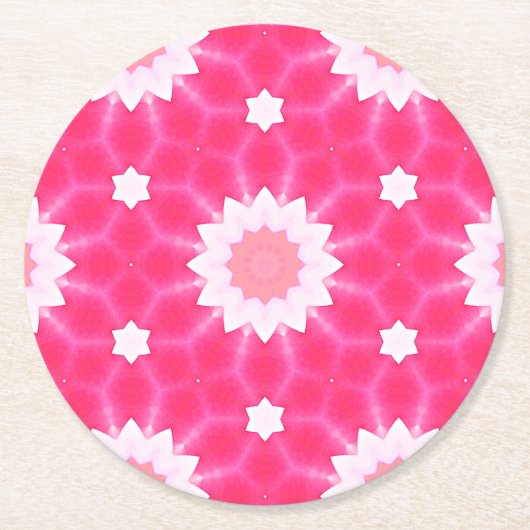 Dessous-de-verre Rond En Papier Baisson blanc et étoiles sur motif arrière - plan (Devant)