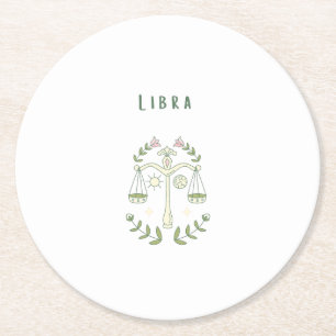 Dessous-de-verre Rond En Papier Balance rose, zodiaque, signe du zodiaque