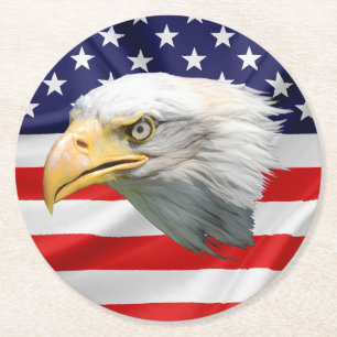 Dessous-de-verre Rond En Papier Bald Eagle cadeau patriotique classe