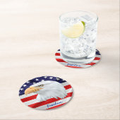 Dessous-de-verre Rond En Papier Bald Eagle Freedom personnalisable (En situation)