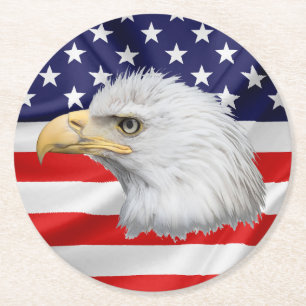 Dessous-de-verre Rond En Papier Bald Eagle style patriotique