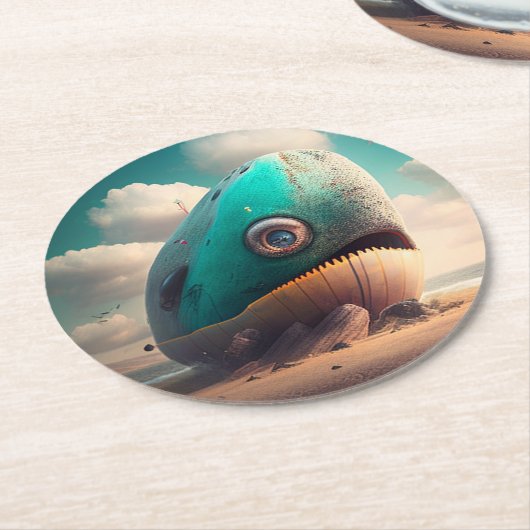 Dessous-de-verre Rond En Papier Baleine étrange (Incliné)