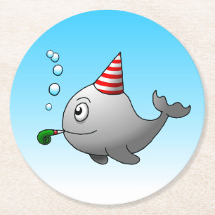 Dessous-de-verre Rond En Papier Baleine mignonne prête pour la fête