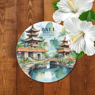 Dessous-de-verre Rond En Papier Bali Indonésie Mariage Tropical Asiatique de Desti