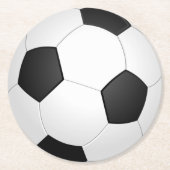 Dessous-de-verre Rond En Papier Balle de football noir et blanc classique (Devant)