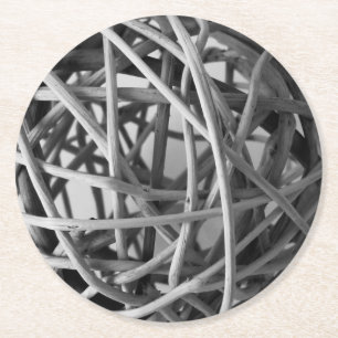 Dessous-de-verre Rond En Papier Balle en osier rustique