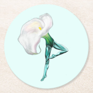Dessous-de-verre Rond En Papier Ballerina Calla Lily Ballet Dancer Dessous de verr