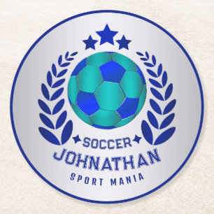 Dessous-de-verre Rond En Papier Ballon de Football Blason Cadeaux pour Fan de Sp