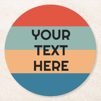 Dessous-de-verre Rond En Papier Bandes de couleur rétro avec texte vintage