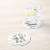 Dessous-de-verre Rond En Papier Baptême croisé de feuillage vert (En situation)