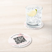 Dessous-de-verre Rond En Papier Bar d'affaires en marbre rose menu qr code (En situation)