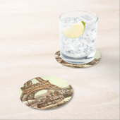 Dessous-de-verre Rond En Papier Base de Tour Eiffel, Paris, France (En situation)