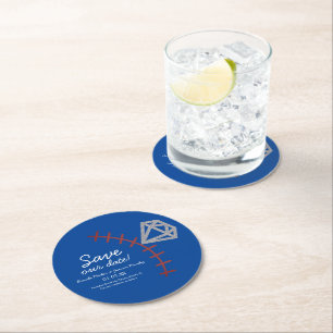 Dessous-de-verre Rond En Papier Baseball Homerun Diamant Gemme Enregistrer La Dat