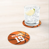 Dessous-de-verre Rond En Papier Basket-ball Votre nom (En situation)