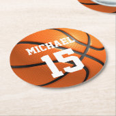 Dessous-de-verre Rond En Papier Basket-ball Votre nom (Incliné)