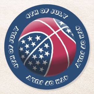 Dessous-de-verre Rond En Papier Basketball du 4 juillet