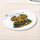 Dessous-de-verre Rond En Papier Bat d'Halloween mignonne (Incliné)