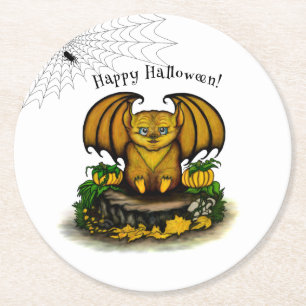 Dessous-de-verre Rond En Papier Bat d'Halloween mignonne