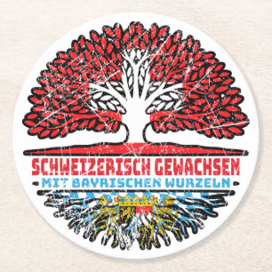Dessous-de-verre Rond En Papier Bayern Bayrisch Schweizer Schweiz Baum Wurzel