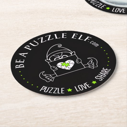 Dessous-de-verre Rond En Papier Be A Puzzle Elf - Coasters (Incliné)