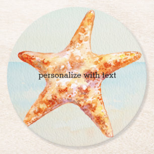 Dessous-de-verre Rond En Papier Beach Tropical avec Starfish