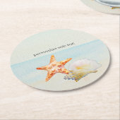 Dessous-de-verre Rond En Papier Beach Tropical avec Starfish et Conch (Incliné)