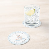 Dessous-de-verre Rond En Papier Bear marin Bear Bleu Bleu Bande Anniversaire (En situation)