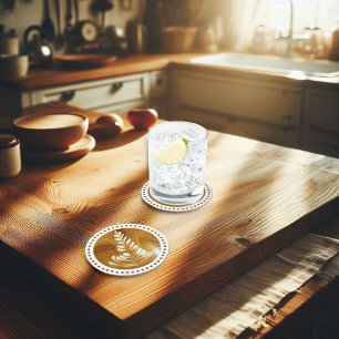 Dessous-de-verre Rond En Papier Beau Arbre à feuilles florales en latte