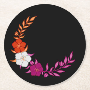 Dessous-de-verre Rond En Papier Beau croissant de fleurs lesbiennes subtiles