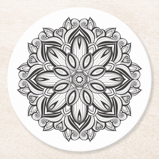 Dessous-de-verre Rond En Papier Beau mandala (Devant)
