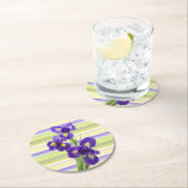 Dessous-de-verre Rond En Papier Beau violet Iris Aquarelle Motif (En situation)