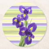 Dessous-de-verre Rond En Papier Beau violet Iris Aquarelle Motif (Devant)